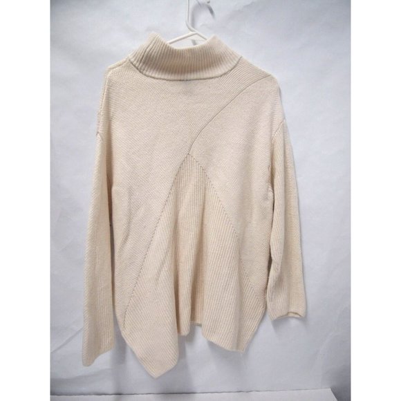 Talbots Womens Sweater XLP Oversized Tunic Cowl Neck Pullover Ivory Wool Sp 2022 - Picture 2 of 5